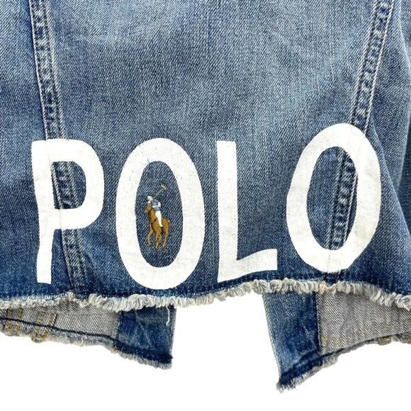 * Polo by Ralph Lauren Logo Cropped Denim Jacket Size 16